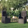 Image de Chaise inclinable de jardin 2pc et coussins Résine tressée Noir