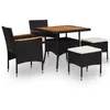 Image de Mobilier d extérieur 5 pcs Noir Résine tressée et bois d acacia