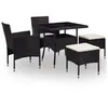 Image de Ensemble à manger d extérieur 5pcs Noir Résine tressée et verre