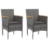 Image de Chaises à manger de jardin lot de 2 Résine tressée Gris