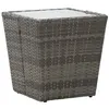 Image de Table à thé Gris 41,5x41,5x43 cm Résine tressée et verre trempé