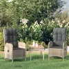 Image de Lot de 2 chaise vidaxl en resine tressee non pliable exterieur H. 108 cm gris