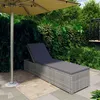 Image de Chaise longue vidaxl L. 195 cm en resine tressee gris H. 31 cm non empilable non pliable