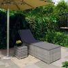 Image de Chaise longue vidaxl L. 60 cm en resine tressee H. 40 cm gris non empilable non pliable