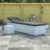 Image de Chaise longue vidaxl blanc L. 60 cm en resine tressee H. 40 cm non empilable non pliable