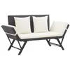 Image de Banc de jardin avec coussins 176 cm Noir Résine tressée