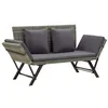 Image de Banc de jardin avec coussins 176 cm Gris Résine tressée