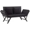 Image de Banc de jardin avec coussins 176 cm Noir Résine tressée