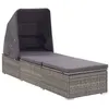Image de Chaise longue vidaxl gris en resine tressee H. 110 cm L. 195 cm non empilable pliable