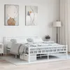 Image de Cadre de lit et tête de lit sans matelas blanc 160x200 cm métal