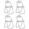 Image de Chaises pliantes à manger lot de 4 blanc similicuir