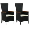 Image de Lot de 2 chaise vidaxl H. 108 cm empilable non pliable exterieur en resine tressee noir