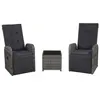 Image de vidaXL Mobilier de bistro 3 pcs avec coussins Résine tressée Gris