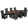 Image de Ensemble à manger d extérieur 9pcs coussins résine tressée noir