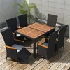 Image de Salon de jardin vidaxl 6 personnes resine tressee 7 pieces 150.0 x 90 x 75 cm noir