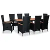 Image de Ensemble à manger d extérieur 9pcs coussins résine tressée noir
