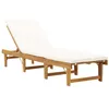 Image de Chaise longue vidaxl beige H. 30 cm en acacia L. 200 cm non empilable pliable