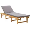 Image de Chaise longue vidaxl gris H. 30 cm en acacia L. 200 cm pliable