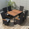 Image de Ensemble à manger d extérieur 7pcs Résine tressée acacia Noir