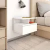 Image de Tables de chevet flottantes 2pcs Blanc brillant Bois ingénierie