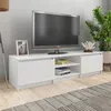 Image de Meuble TV blanc brillant 140x40x35,5 cm bois d ingénierie