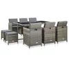 Image de Salon de jardin Vidaxl rotin 11 pieces 10 personnes 167.0 x 109 x 74 cm gris