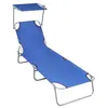 Image de Chaise longue vidaxl L. 57 cm bleu en aluminium H. 27 cm non empilable pliable