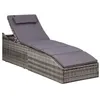 Image de vidaXL Transat avec coussin Résine tressée Gris46540