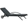 Image de vidaXL Chaise longue avec coussin et roues Résine tressée Anthracite