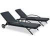 Image de Chaises longues avec table Résine tressée Anthracite