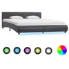 Image de Cadre de lit avec LED sans matelas Gris Similicuir 180x200 cm