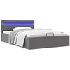 Image de vidaXL Bedframe met opslag hydraulisch LED kunstleer grijs 140x200 cm 285555