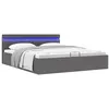 Image de vidaXL Bedframe met opslag hydraulisch LED kunstleer grijs 160x200 cm 285556