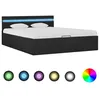 Image de vidaXL Cadre de lit à rangement avec LED - Tissu - 120x200 cm - Gris foncé