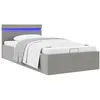 Image de vidaXL Bedframe met opbergruimte en LED stof lichtgrijs 90x200 cm 285606