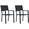Image de vidaXL 2x Chaises de Jardin Chaises de Patio Chaises de Terrasse Chaises d'Extérieur Sièges d'Extérieur Meuble de Jardin Noir PEHD Aspect de Bois 47885