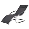Image de Chaise longue vidaxl noir en aluminium L. 62 cm H. 88 cm non empilable non pliable