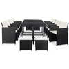 Image de Salon de jardin Vidaxl resine tressee noir 15 pieces 282.0 x 109 x 74 14 personnes