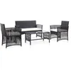 Image de Ensembles de bancs. canapes et tables de jardin Vidaxl acier 4 personnes noir 80.0 x 45 x 40 cm 4 pieces