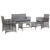 Image de Gris Vidaxl resine tressee 4 pieces 4 personnes 80.0 x 45 x 40 Ensembles de bancs. canapes et tables de jardin