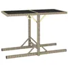 Image de Table de jardin Beige 110x53x72 cm Verre et résine tressée