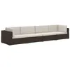 Image de vidaXL Salon de jardin 4 pcs avec coussins Résine tressée Marron