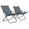 Image de Chaises pliables de plage lot de 2 Tissu Gris