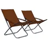 Image de vidaXL Chaises pliables de plage lot de 2 Tissu Marron47906