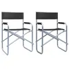 Image de vidaXL 2x Chaises de Metteur en Scène Chaise Pliable Siège de Jardin Siège de Camping Plage Extérieur Terrain de Sport Robuste Acier Noir