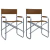 Image de Lot de 2 chaise vidaxl H. 79 cm empilable pliable en acier exterieur gris