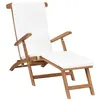 Image de Chaise longue vidaxl beige en teck L. 152 cm H. 92 cm pliable