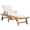 Image de Chaise longue vidaxl en teck bois H. 35 cm L. 195 cm non empilable non pliable
