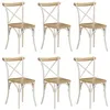 Image de Lot de 6 chaise vidaxl interieur non pliable H. 84 cm en bois massif blanc