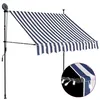 Image de vidaXL Luifel handmatig uitschuifbaar met LED 100 cm blauw en wit145841